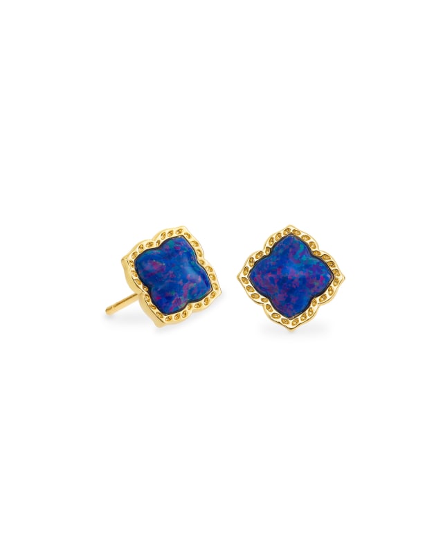 Mallory Gold Stud Earrings in Indigo Kyocera Opal image number 0.0